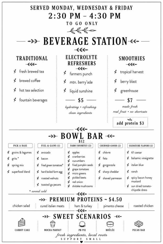 61 Main - New TO GO Menu